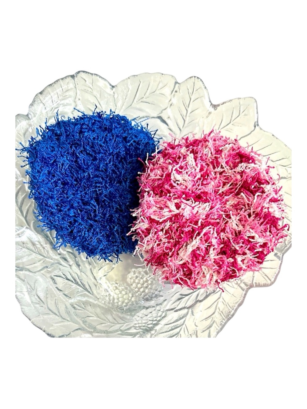 HAND CRAFTED Two Colorful Reusable Crochet Polyester Kitchen Dish Scrubbing Pads